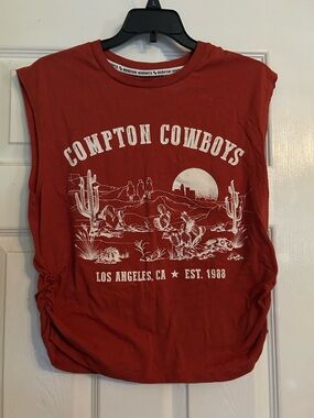 Women’s Hybrid Apparel Red Women's Graphic Muscle Tank with Desert Print